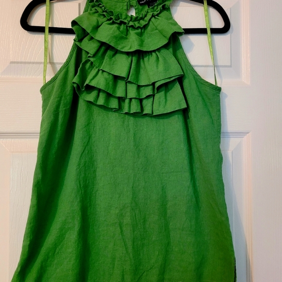 San Tropez West | Linen Ruffle Halter | Green | Sz S | Excellent Condition - Picture 1 of 4